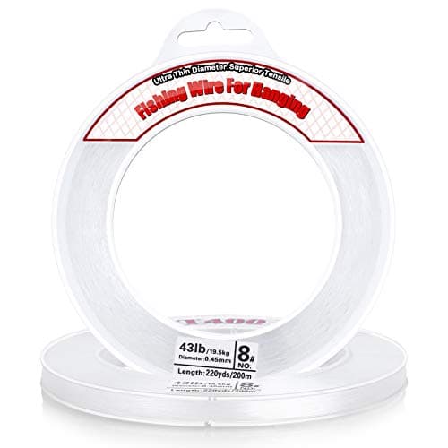 Clear Fishing Wire, Acejoz 656FT Fishing Line Clear Invisible Hanging Wire Strong Nylon String Supports 40 Pounds for Balloon Garland Hanging Decorations