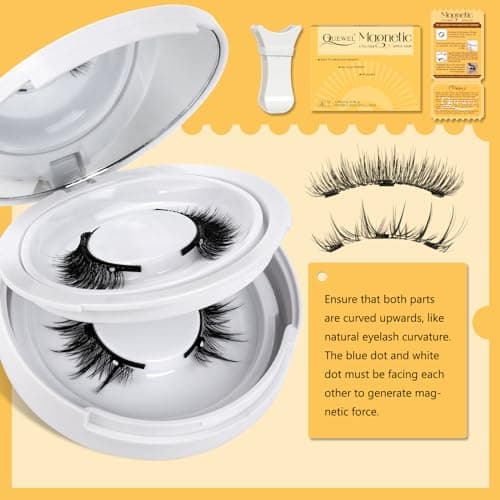 QUEWEL Magnetic Eyelashes Natural Look, 2 Pairs Without Eyeliner, Reusable Kit With Applicator, Half Lashes Easy to Use (Mag-Style A) — view 8