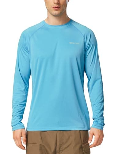 baleaf Mens UPF 50+ Sun Protection Shirts Long Sleeve Rash Guard, Quick Dry 4-Way Stretch for Fishing Swimming Surfing 01-Blue L — view 5