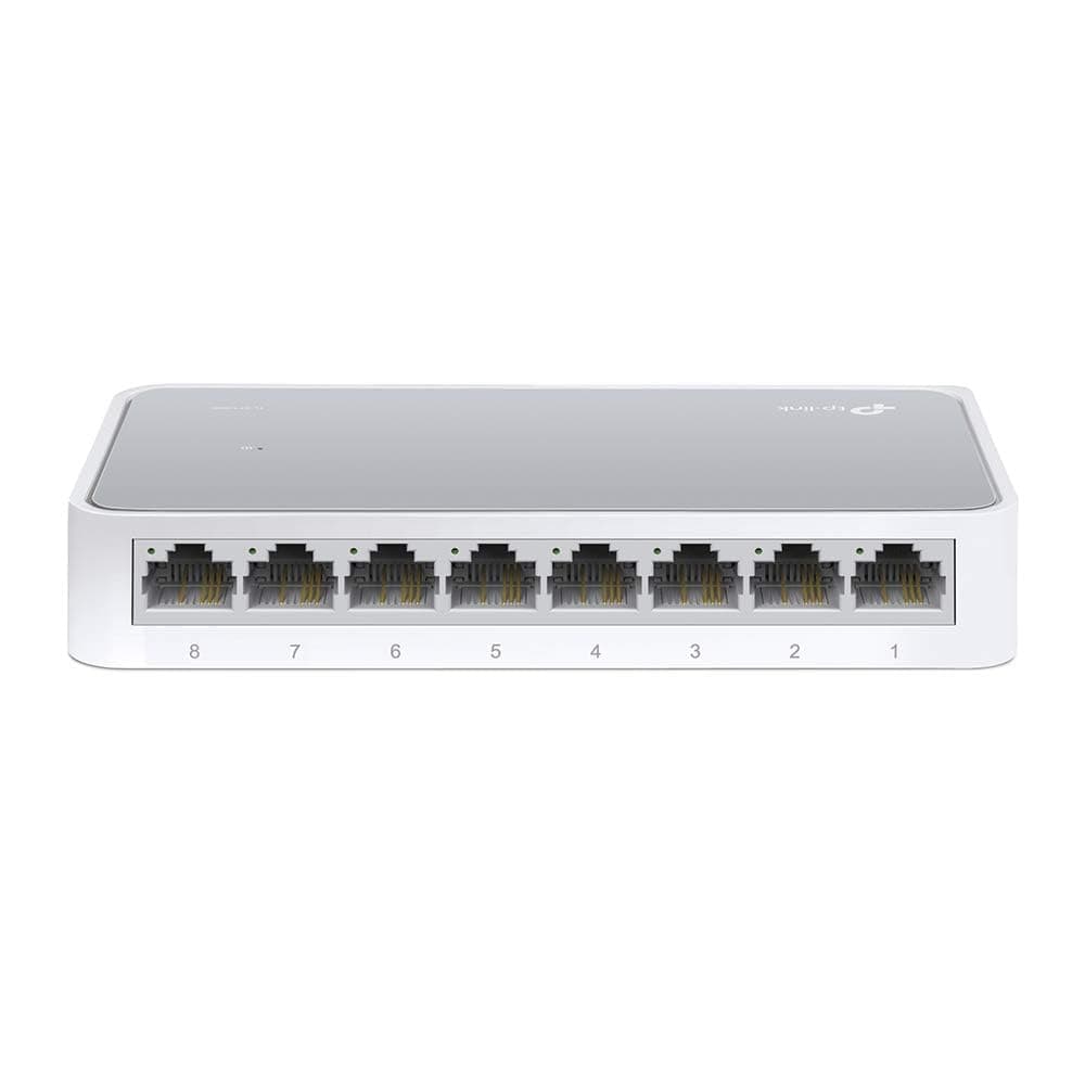 TP-Link TL-SF1008D 8-Port 10/100 Mbps Desktop Ethernet Switch/Hub, Ethernet Splitter, Plug & Play, no configuration required , White — view 2