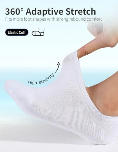 CLOSEMATE No Show Socks for Men & Women 6 Pairs Low Cut Non Slip Cotton Invisible Casual Comfort Thin Socks(6 White, Size M) — view 4