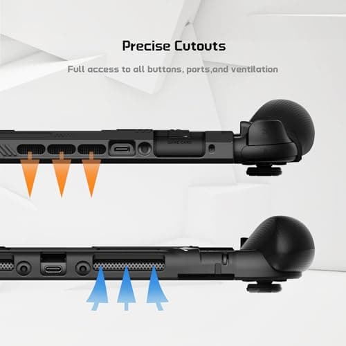 PlayVital for Switch 2 Beyond-Grip Dockable Case, Interchangeable FPS/Omni Ergonomic Grips + Military-Grade Drop Protective Cover + 2 Joystick Caps for Nintendo Switch 2 (Black)​ — view 8
