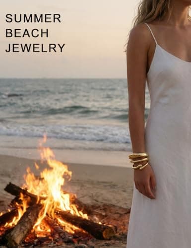 Chunky Gold Bangle Bracelets for Women, Dainty 14k Gold Plated Big Stackable Bangles Set, Trendy Cuff Bracelet Stack Non Tarnish Summer Beach Jewelry Valentines Gifts for Wife Mom — view 6