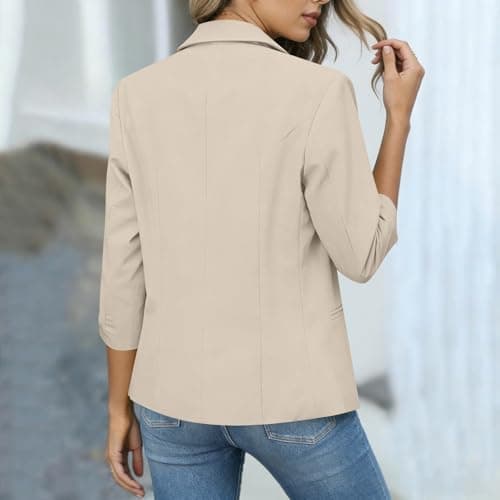 Womens Spring Jacket, Spring Blazers for Women Business Casual Lapel Collar Long Sleeve Open Front Work Office Suit Jackets Fall Light Outfits 2026 Beige M — view 3
