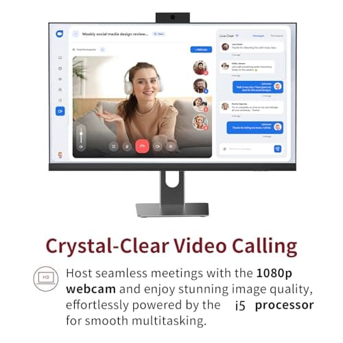 Cybrimax All in One Desktop Computer, 24" Display, i5 CPU Up to 3.3 GHz, 16GB RAM, 256 GB SSD, Privacy Protection Webcam, WiFi 6 + BT 5.3, Win11 Home, Black — view 2