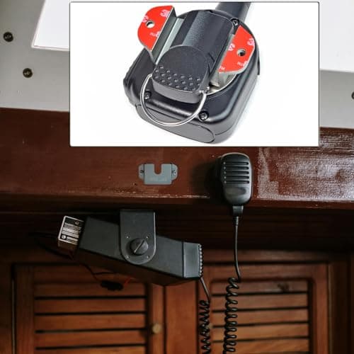 HYS Handheld Radio/Shoulder Speaker Mic with Belt Clip Holder, Handheld Marine Radio/CB Radio with Universal Round Knob Hanger Mount for Anytone Kenwood Midland Motorola Uniden Yaesu (Silver-1pc) — view 5