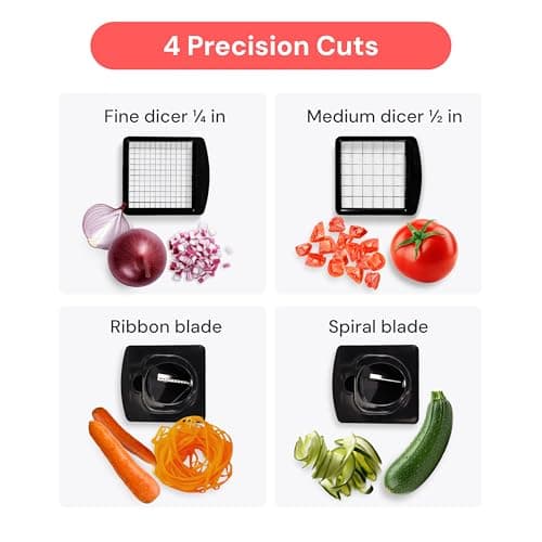Fullstar Pro Original Vegetable Chopper - Chopper and Spiralizer - Food Chopper with Container, Fruit Cutter, Onion Dicer - All-in-One Prep Tool - Kitchen Gadgets and Gifts (4 in 1, White) — view 3