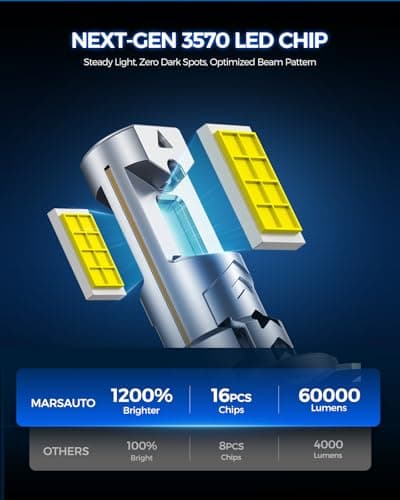 Marsauto H7 Light Bulbs, 70,000LM Brightness, 1:1 Mini Size, 6500K Cool White, 3 Min Plug and Play, IP68 Waterproof, Pack of 2 — view 2