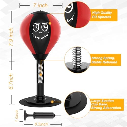Suction Cup Desktop Punching Bag - High-Rebound Spring Boxing Ball for Stress Relief, Fun Office & Home Desk Toy, Secure Gift for Friends, Kids, Coworkers (Red) — view 3