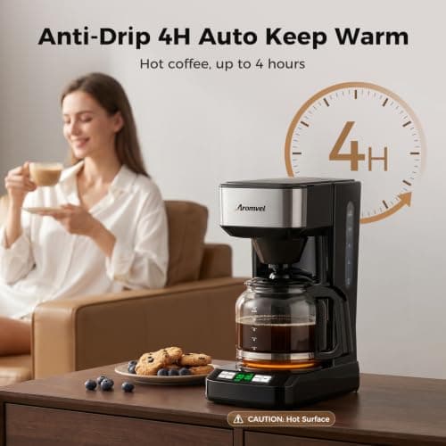Aromvel 12 Cup Programmable Coffee Maker, 24-Hour Delay Brew, Drip Coffee — view 5
