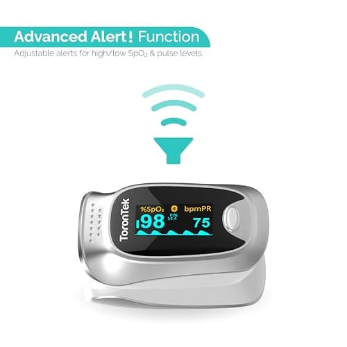 Pulse Oximeter | Medical-Grade | Proudly Canadian | Bluetooth & Free App | Track SpO2 & Heart Rate | Finger Oxygen Monitor with Alarm | Rotatable OLED Display | Case, Batteries & Lanyard |ToronTek-L12 — view 4