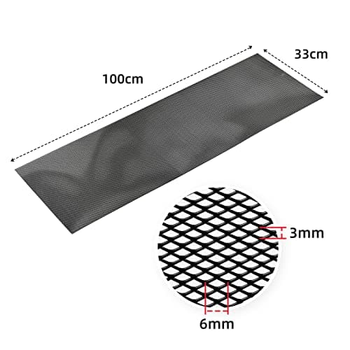 AggAuto Universal 40 inchx13 inch Car Grill Mesh - 100x33cm Aluminum Alloy Automotive Grille Insert Bumper 3x6mm Rhombic Hole, One of the Most Multifunctional Shape Grids Black — view 3
