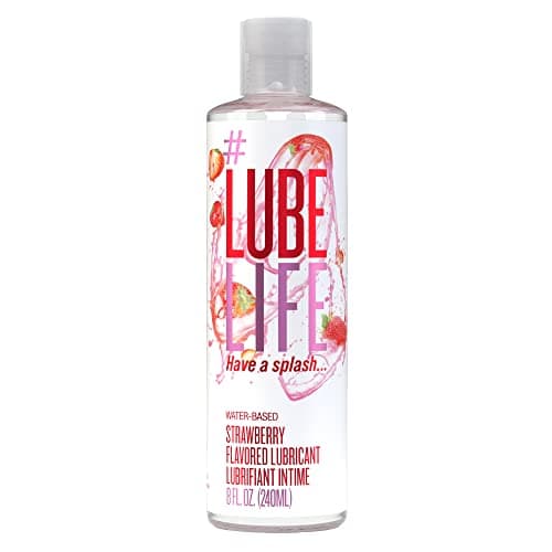 Lube Life Water-Based Strawberry Flavoured Lubricant, Personal Lube for Men, Women and Couples, Made Without Added Sugar, 8 Fl Oz (240 mL)