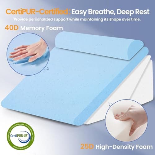 Sasttie Wedge Pillows for Adult, 2PCS Adjustable Bed Wedge Pillow for Post Surgery, Triangle Pillow Headboard with Bolster Cushion for Sleeping, Acid Reflux, Neck & Back Support, White and Dark Grey — view 3