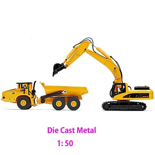 Ailejia 1/50 Scale Articulated Dump Truck Excavator Toy Alloy Models Construction Vehicle s Model Engineering Car Toy boy Gift (Engineering car Suit) — view 2