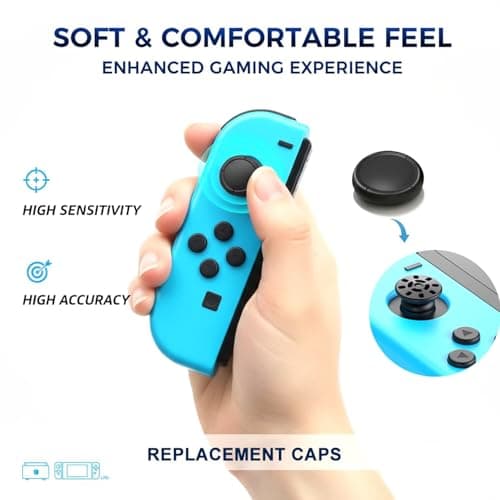 Ferkurn Joystick Replacement Cap Thumb Grip for Switch OLED Joycon & Switch Lite, Joycon Grip Button Stick Cover 3D Analog Cap Skin Replacement Part Repair Kit Accessories, 6PCS — view 4