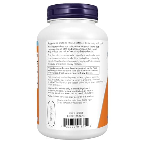 NOW Foods Supplements, Omega-3 180 EPA / 120 DHA, Molecularly Distilled, Cardiovascular Support*, 200 Softgels — view 2