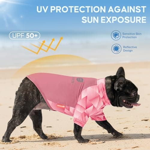 KYEESE 2Pack UV Protection Dog Shirt, UPF 50+ Cooling Dog T Shirts for Small Dogs Girl, Breathable Reflective Dogs Sun Shirts with Sleeves Summer Pet Clothes, Pink, L