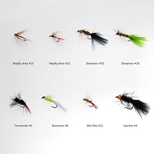 BASSDASH Fly Fishing Assorted Flies Kit, Pack of 64 pcs Including Dry and Wet Flies, Nymphs, Streamers, Terrestrials, Leeches and More, with Magnetic Fly Box — view 2