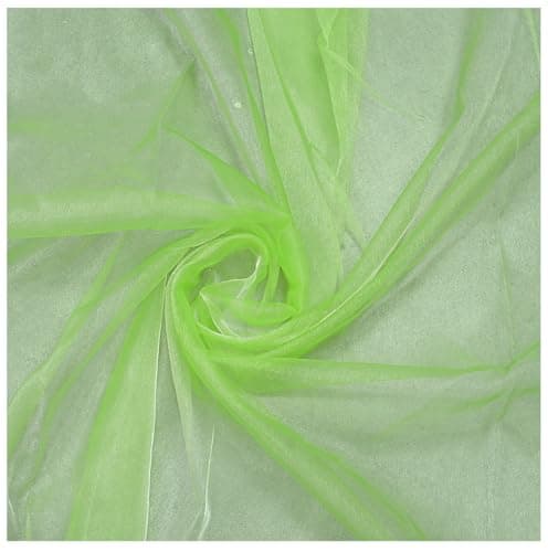 MDS® Pack of 10 Yard Sheer Organza Fabric for Wedding Party Home Event Banquet Decorations, Backdrop Curtain Craft Dress Sewing Fashion DIY Crystal Organza Tulle Fabric Bolt 44” Wide - Apple Green — view 3