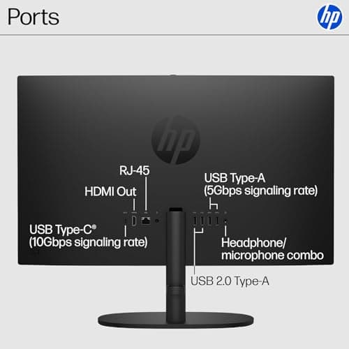 HP 2025 22" FHD All-in-One Desktop Computer • The New Version for Everyday Use • Latest 13th Gen Intel Quad-Core CPU • 8GB DDR5 • 128GB Storage • HDMI • Type-C • Wi-Fi • HD Webcam • Win11 Pro • Black — view 4