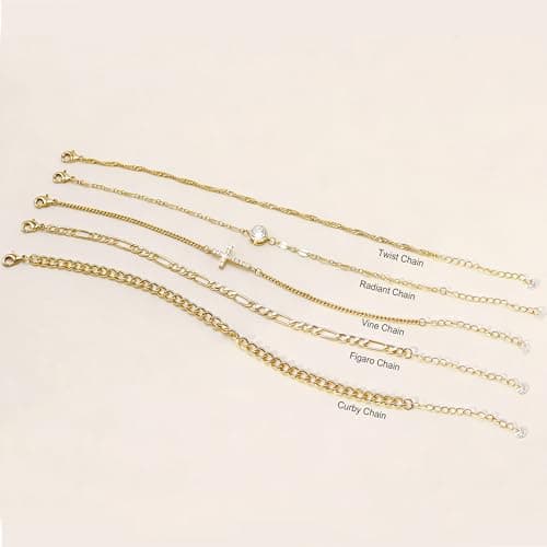 Gold Bracelets for Women Non Tarnish, Waterproof 16K Gold Plated Dainty Stackable Thin Chain Bracelet Set Trendy Cubic Zirconia Cross Bracelets Jewelry Gifts for Women — view 3