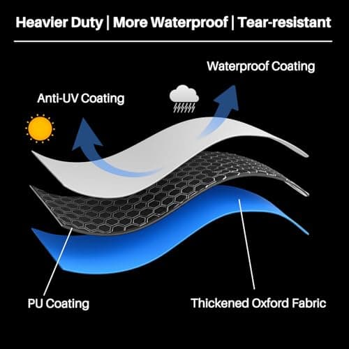 Snow Thrower Cover Waterproof Heavy Duty Oxford Snow Blower Cover with Windproof Buckles and Elastic Cord for Outdoor Electric All Weather Protection (Black, 120 x 81.5 x 101.6 cm) — view 3