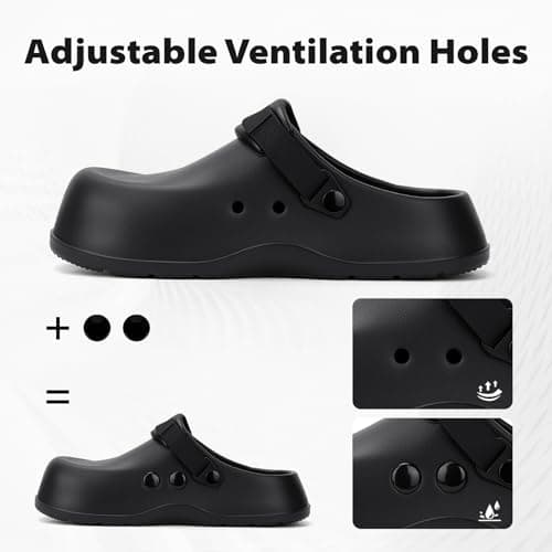 TEYTAP Nonslip Work Shoes Women Men Non Slip Shoes Slip Resistant Clogs for Nurse Chef Kitchen Restaurant Food Service Garden Slip On Mules Black — view 7
