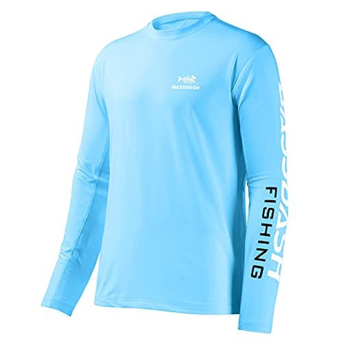 Bassdash Fishing T Shirts for Men UV Sun Protection UPF 50+ Long Sleeve Tee T-Shirt Sky Blue