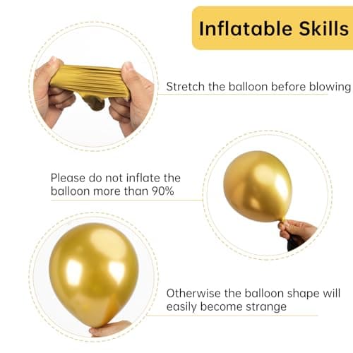 RUBFAC Gold Balloons 129pcs Different Sizes 18 12 10 5 Inch, Metallic Gold Balloon Garland Arch Kit for Graduation Party Wedding Holiday Happy Birthday Decoration — view 2