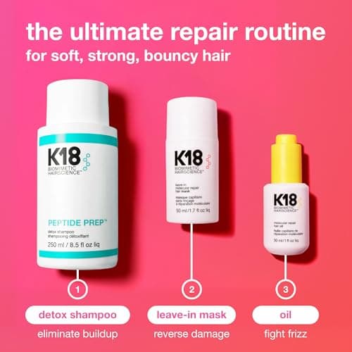 K18 Leave-In Molecular Repair Hair Mask - Peptide Hair Treatment Mask for Bleach, Color, Chemical + Heat Damaged Strands - Immediate + Lasting Damage Reversal in 4 Minutes (0.5 Fl oz) — view 8