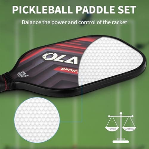 OLANNY Graphite Pickleball Paddles 4 Pack - Premium Rackets Fiber Face & Polymer Honeycomb Core Pickleball Set Includes 4 Pickleball Paddles + Balls+1 Bag (Twill Pickleball Paddles) — view 3