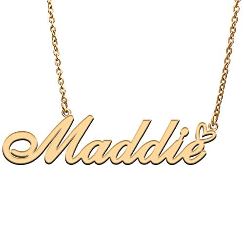 RONKAH Maddie Custom Personalized Name Necklace Pendant Necklace with Heart Customized Necklace Best Gift for Women Christmas Valentine's Day Mother's Day Birthday AU