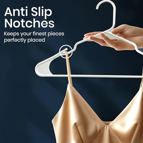 Utopia Home Plastic Hangers, 50 Pack, Clothes Hangers with Shoulder Grooves, Durable Space Saving Coat Hanger for Shirts, Pants, Skirts, Jackets, Blouses, Dresses and Everyday Wardrobe Use (White) — view 2