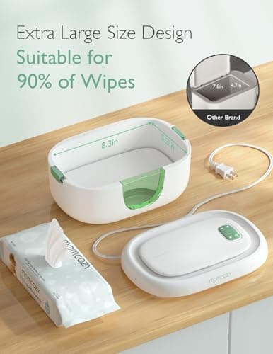 Momcozy Baby Wipe Warmer, Innovative Spring Design, Large Capacity Wipes Dispenser, Fast and Even Heating, 4 Modes of Temperature Heating Control, Diaper Wipe Warmer with Night Light — view 5