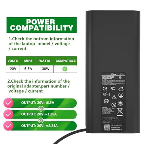 130W USB C Laptop Charger Compatible with Dell Computer XPS 15 17 9575 9500 9510 9520 9530 9700 9710 9720 9730,Precision 5470 5480 5550 5560 5530 5570 5750 5760 5770 3550 3560 3570 3571 2in1,Latitude