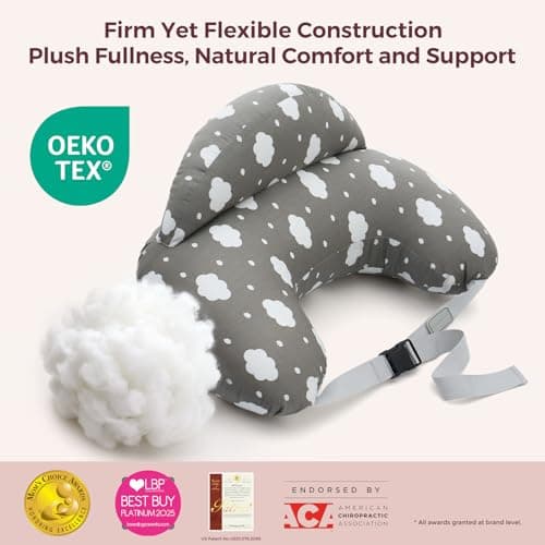 Momcozy Nursing Pillow for Breastfeeding, Original Plus Size Breastfeeding Pillows for More Support for Mom and Baby, with Adjustable Waist Strap and Removable Cotton Cover, Grey