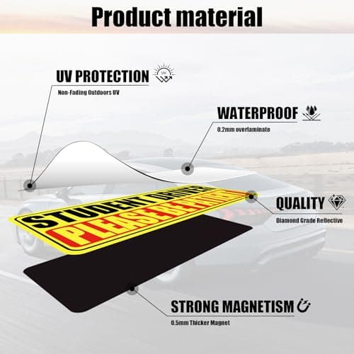 SINGARO Student Driver Magnet for Car - Please Be Patient, 3Pcs Magnetic Reflective Novice Sticker, New Driver Decal, Removable Exterior Car Accessories — view 2