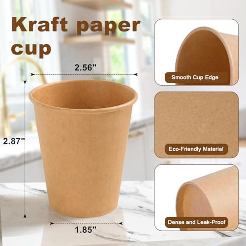 BYSNOW 100 Pack 5 oz Kraft Paper Cups, Small Disposable Bathroom Cups — view 2