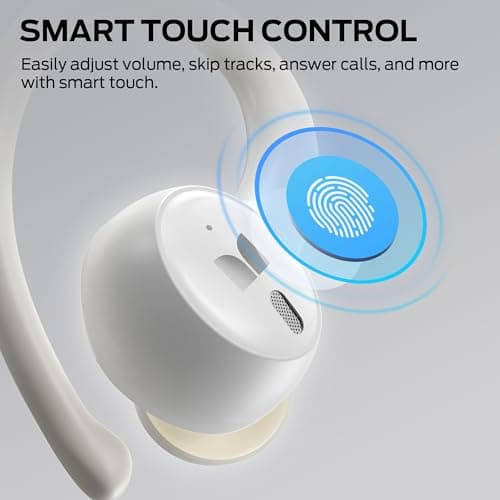 Monster N-Lite 216 Wireless Earbuds, Sports Ear Buds with Earhooks, ENC Noise Cancelling Mic,IPX6 Waterproof. Bluetooth 6.0 Headphones Stereo Bass Ear Buds 48H Playtime with LED Display White — view 2