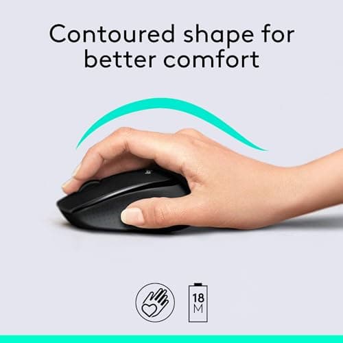Logitech MK345 Wireless Combo Full-Sized Keyboard with Palm Rest and Comfortable Right-Handed Mouse, 2.4 GHz Wireless USB Receiver, Compatible with PC, Laptop,Black — view 2