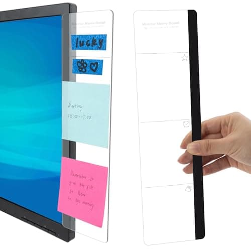 Office Desk Accessories 2pcs Computer Monitor Memo Board Message Board Transparent Acrylic Side Panel Sticky Note Board Left and Right Computer Note Board Suitable for Women Work Form Home Office