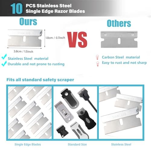 Gomake Razor Blade Scraper Tool with Blade Storage Container, Glass Cooktop Stove Scraper with 10PCS Stainless Steel Blades for Glass Clean,Paint,Old Label,Decal Sticker,Adhesive Remover — view 2