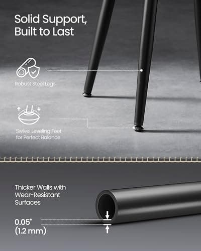 VASAGLE EKHO Collection - Dining Chairs Set of 2, Upholstered Kitchen Chairs, Comfortable Seat, Synthetic Leather with Stitching, Mid-Century Modern, Easy Assembly, Living Room Lounge, Ink Black — view 5
