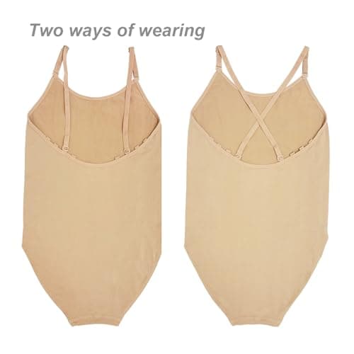Deesorxin Nude Leotard Seamless Ballet Leotards for Girls Camisole Undergarment with Adjustable Straps for Dance Ballet Gymnastics L — view 2