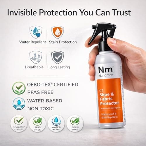 Nanoman Shoe & Fabric Protector Spray 250mL – Waterproof & Stain Repellent for Sneakers, Suede, Leather & Clothing | PFAS-Free — view 8