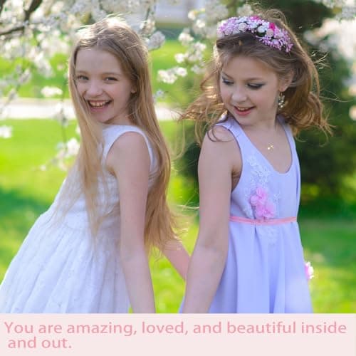 ESPVO First Communion Gifts for Girls Teens 1st First Holy Communion Decorations Catholic Primera Cross Necklace Christian Religious Teenage Kids Daughter Granddaughter Ideas — view 5