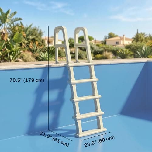 Outsunny Swimming Pool Ladder, 63.4"-69.3" Adjustable 5-Step Pool Stairs with Double Handrails, Non-Slip Steps, Load Capacity 300 lb, for 48-54 in Inground & Above-Ground Pools — view 4