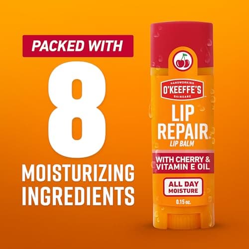 O'Keeffe's Lip Repair Chapstick Stick, Cherry & Vitamin E Oil Lip Balm for Dry Cracked Lips, Guaranteed Relief & All-Day Moisture in 1 Use, Lip Chap, 8 Moisturizing Ingredients, 1 Pack — view 3