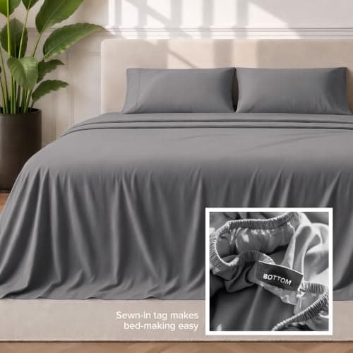 Bare Home Queen Sheet Set - 1800 Ultra-Soft Microfiber Queen Bed Sheets - Double Brushed - Queen Sheets Set - Deep Pocket - Bedding Sheets & Pillowcases (Queen, Grey) — view 5